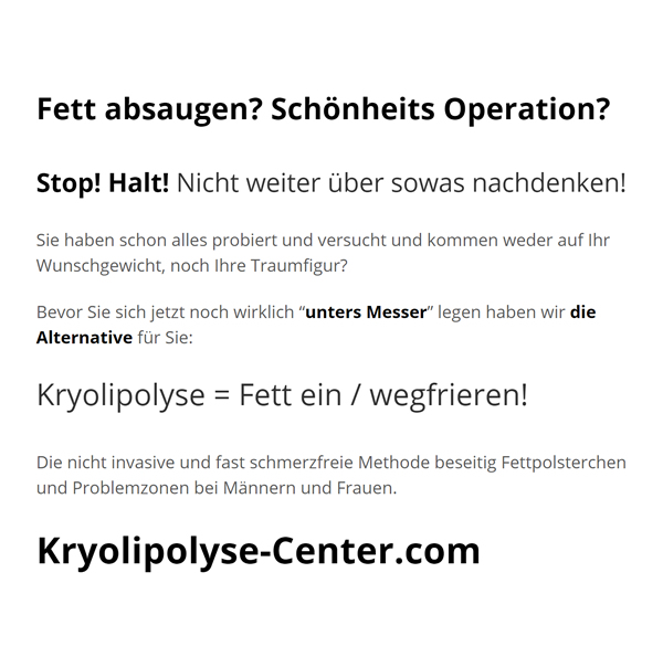 Kryolipolyse, Fett einfrieren für  Stuttgart